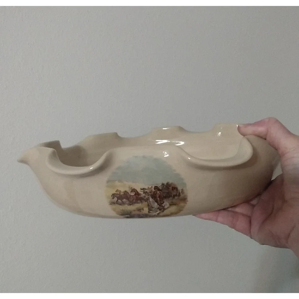 Old West Stagecoach Baking Dish Marshall TX Charles Russell VTG Yesteryears